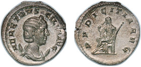 Rome Roman Empire 249 - 251 AR Antoninianus - Herennia Etruscilla (PVDICITIA AVG; Pudicitia) Silver Rome Mint 3.62g AU RIC IV.3 59B OCRE ric.4.tr_d.59...