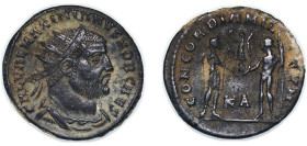 Rome Roman Empire 295 - 299 KA AE Fraction - Galerius (CONCORDIA MILITVM) Bronze Cyzicus Mint 3.3g XF RIC VI 18b OCRE ric.6.cyz.18b