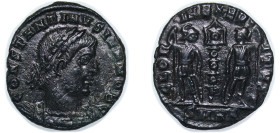Rome Roman Empire 335 - 337 SMAN AE Nummus - Constantinus II (GLORIA EXERCITVS; One standard) Bronze Antioch Mint 1.58g XF RIC VII 109 Cohen 114