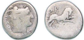 Rome Roman Republic (ancient) 105 BC AR Denarius (Thoria: Lucius Thorius Balbus; L•THORIVS BALBVS) Silver Rome Mint 3.43g VF RRC 316/1 CRR 598 RSC 1 R...