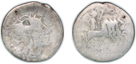 Rome Roman Republic (ancient) 120 BC AR Denarius (Tullia: Marcus Tullius; ROMA / M•TVLLI) Silver (.950) Rome Mint 3.46g VF RRC 280/1 CRR 531 RSC 1 RCV...