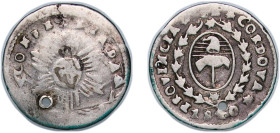 Argentina Provinces of Córdoba 1840 PNP 1 Real (National Coat of Arms) Silver 3.19g VF Hole KM 7 CJ 20.1 CJ 20.2