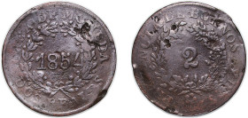 Argentina State of Buenos Aires 1854 2 Reales Copper Buenos Aires Mint 8.33g F KM 9 CJ 18 CJ 19 CJ 20 CJ 21
