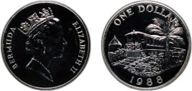 Bermuda British Overseas Territory 1988 1 Dollar - Elizabeth II (Railroad) Silver (.925) (5000) 28.42g PF KM 55a