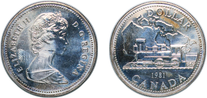 Canada Commonwealth 1981 1 Dollar - Elizabeth II (Trans-Canada Railway) Silver (...
