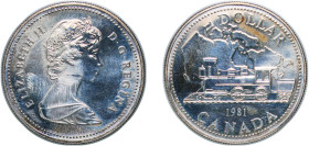 Canada Commonwealth 1981 1 Dollar - Elizabeth II (Trans-Canada Railway) Silver (.500) Ottawa Mint (148647) 23.67g UNC Ch RC-810 Schön 126 KM 130 Ch RC...