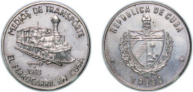 Cuba Second Republic 1983 1 Peso (Cuban Railway) Copper-nickel Havana Mint (7000) 11.6g KM 106 JMA AAEE131