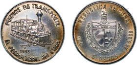 Cuba Second Republic 1983 5 Pesos (Cuban Railway) Silver (.999) Havana Mint (2000) 12.08g UNC KM 110 JMA AAEE125 JMA AAEE128