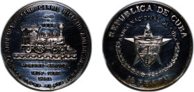 Cuba Second Republic 1988 10 Pesos (First Cuban Railroad) Silver (.999) Havana Mint (5000) 31.2g PF KM 205 JMA AAEE269