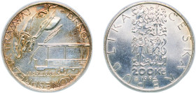 Czech Republic 1994 200 Korun (Tram in Brno) Silver (.900) Kremnica / Körmöcbánya / Kremnitz Mint (25000) 13.11g UNC KM 13 Schön 184