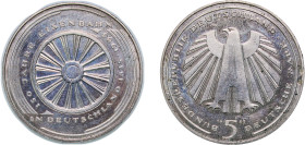Germany Federal Republic of Germany 1985 G 5 Deutsche Mark (Eisenbahn in Deutschland) Copper-nickel clad nickel Karlsruhe Mint (8000000) 10.05g UNC KM...