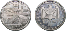 Germany Federal Republic of Germany 2002 D 10 Euros (German Subways Anniversary) Silver (.925) Munich Mint (2000000) 18g UNC KM 216 J 491 Schön 215