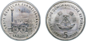 Germany German Democratic Republic 1988 A 5 Mark (Saxonia Locomotive) Nickel brass Berlin Mint (496800) 9.39g UNC KM 120 Schön 118 J 1618 AKS 130