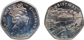 Isle of Man British dependency 1986 PM 50 Pence - Elizabeth II (Christmas; Silver Proof) Silver (.925) Pobjoy Mint (5000) 13.51g PF KM 172a