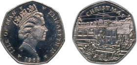 Isle of Man British dependency 1989 PM 50 Pence - Elizabeth II (Christmas; Silver Proof) Silver (.925) Royal Mint (5000) 13.53g PF KM 259a