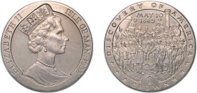 Isle of Man British dependency 1992 1 Crown - Elizabeth II (Discovery of America) Copper-nickel Pobjoy Mint 28.48g UNC KM 312