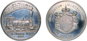 Liechtenstein Principalty 1997 CHI 20 Euro (Liechtenstein Railroad) Silver (.925) Valcambi SA Mint (7500) 24.96g UNC
