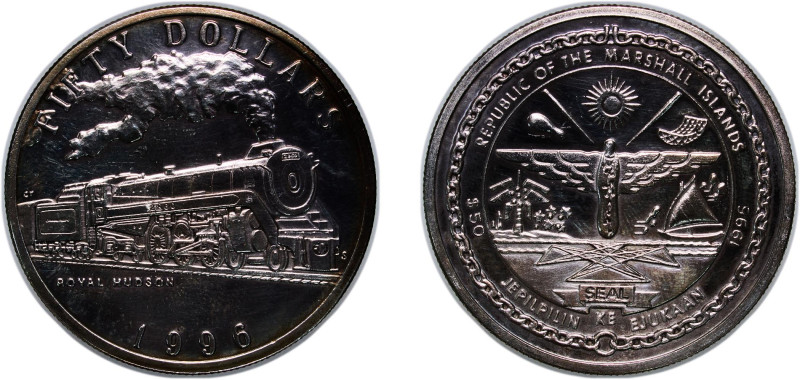 Marshall Islands Republic 1996 S 50 Dollars (Royal Hudson) Silver (.999) Sunshin...