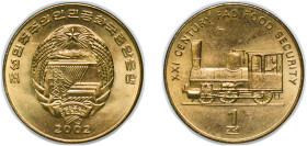 North Korea Democratic People's Republic 2002 1 Chon (FAO) Brass 4.61g UNC KM 195