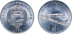 North Korea Democratic People's Republic 2002 ½ Chon (FAO) Aluminium 2.14g BU KM 193