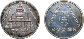 Slovakia Republic 1995 200 Korún (Electric Tram in Bratislava) Silver (.750) (26000) 20.24g UNC KM 27