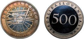 Slovenia Republic 1996 500 Tolarjev (First Railway in Slovenia) Silver (.925) Kremnica Mint (4000) 14.9g PF KM 30 Čop 550.09