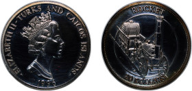 Turks and Caicos Islands British Overseas Territory 1996 20 Dollars - Elizabeth II (Rocket) Silver (.999) North American Mint (20000) 31.22g PF KM 151