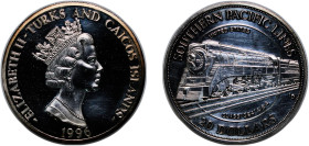 Turks and Caicos Islands British Overseas Territory 1996 20 Dollars - Elizabeth II (Southern Pacific Lines) Silver (.999) North American Mint (20000) ...