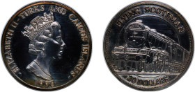 Turks and Caicos Islands British Overseas Territory 1996 5 Dollars - Elizabeth II (The Flying Scotsman) Silver (.999) North American Mint (25000) 31.3...