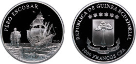 Equatorial Guinea Republic 2015 1000 Francos CFA (Pêro Escobar) Silver (.925) 20g PF
