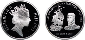 Fiji Republic 2003 10 Dollars - Elizabeth II (HMS Investigator * Matthew Flinders) Silver (.925) 28.24g PF KM 107