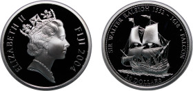 Fiji Republic 2004 10 Dollars - Elizabeth II (Sir Walter Raleigh "Falcon") Silver (.925) 28.28g PF