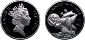 Fiji Republic 2006 10 Dollars - Elizabeth II (Santa Maria, Christopher Columbus) Silver (.925) 28.27g PF