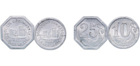France Commune of La Rochelle Third Republic 1922 Centimes Set (2 Lots) Aluminium UNC