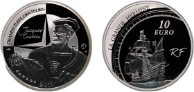 France Fifth Republic 2011 10 Euros (Jacques Cartier) Silver (.900) Paris Mint (18874) 22.2g PF KM 1795 Gad Euro C523
