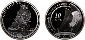 France Fifth Republic 2012 10 Euros (L'Hermione) Silver (.900) Paris Mint (4661) 22.2g PF Gad Euro C646