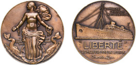 France Fourth Republic 1950 Medal - Cruise liner Liberté Bronze 48.65g UNC
