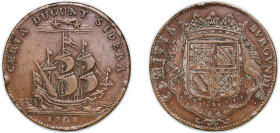 France Kingdom 1707 Jeton - États de Bourgogne (La Bourgogne soutenue par les princes de Condé) Copper 9.35g XF Feu 9829