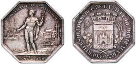 France Kingdom 1833 Jeton - Courtiers de commerce de la ville de Bordeaux Silver 12.43g AU