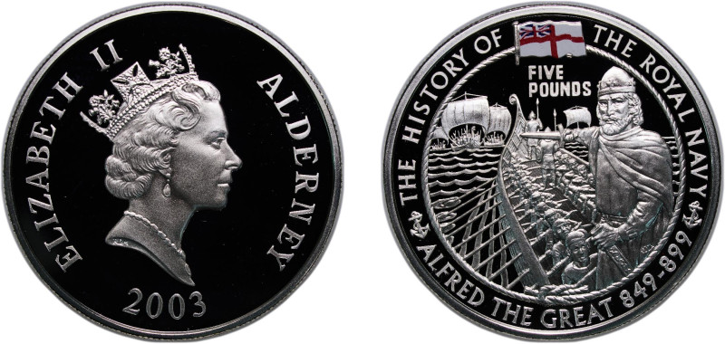Guernsey Alderney British dependency 2003 5 Pounds - Elizabeth II (Alfred the Gr...