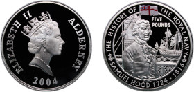 Guernsey Alderney British dependency 2004 5 Pounds - Elizabeth II (Samuel Hood) Silver (.925) Royal Mint 28.28g PF KM 66a