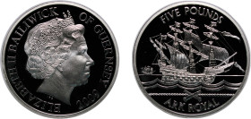 Guernsey British dependency 2009 5 Pounds - Elizabeth II (Ark Royal) Silver (.925) Royal Mint (25000) 28.28g PF