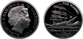 Guernsey British dependency 2009 5 Pounds - Elizabeth II (Discovery) Silver (.925) Royal Mint (25000) 28.28g PF