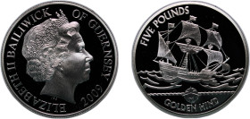 Guernsey British dependency 2009 5 Pounds - Elizabeth II (Golden Hind) Silver (.925) Royal Mint (25000) 28.28g PF