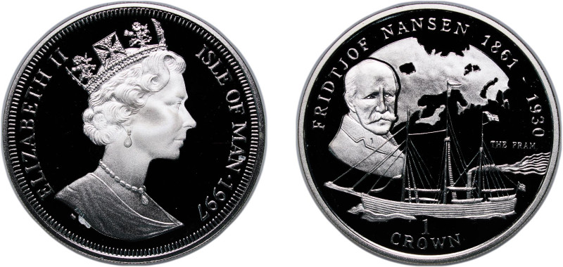Isle of Man British dependency 1997 PM 1 Crown - Elizabeth II (Fridtjof Nansen) ...