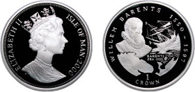Isle of Man British dependency 2000 PM 1 Crown - Elizabeth II (Willem Barents) Silver (.925) Pobjoy Mint 28.39g PF KM 1023a