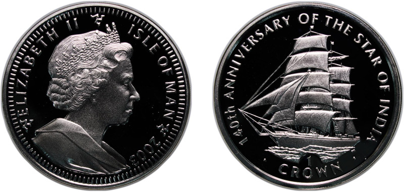 Isle of Man British dependency 2003 PM 1 Crown - Elizabeth II (Star of India) Co...