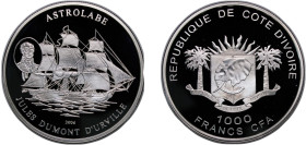 Ivory Coast Republic 2006 1000 Francs CFA (Astrolabe) Silver (.925) 25g PF KM 21 Schön 7