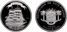 Ivory Coast Republic 2006 1000 Francs CFA (Belem) Silver (.925) 25g PF KM 20 Schön 6