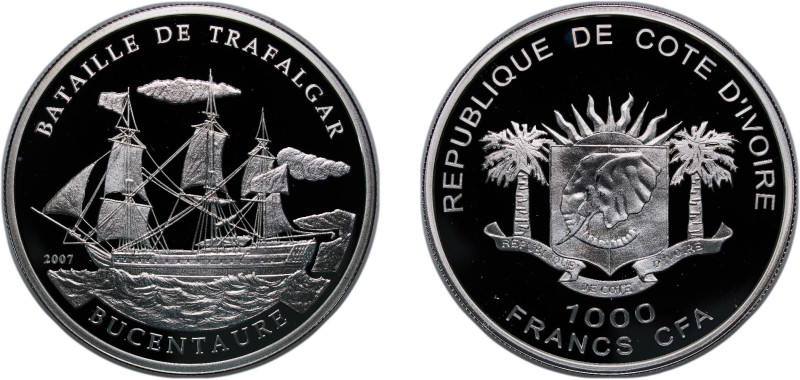 Ivory Coast Republic 2007 1000 Francs CFA (Bucentaure) Silver (.925) 25g PF KM 3...